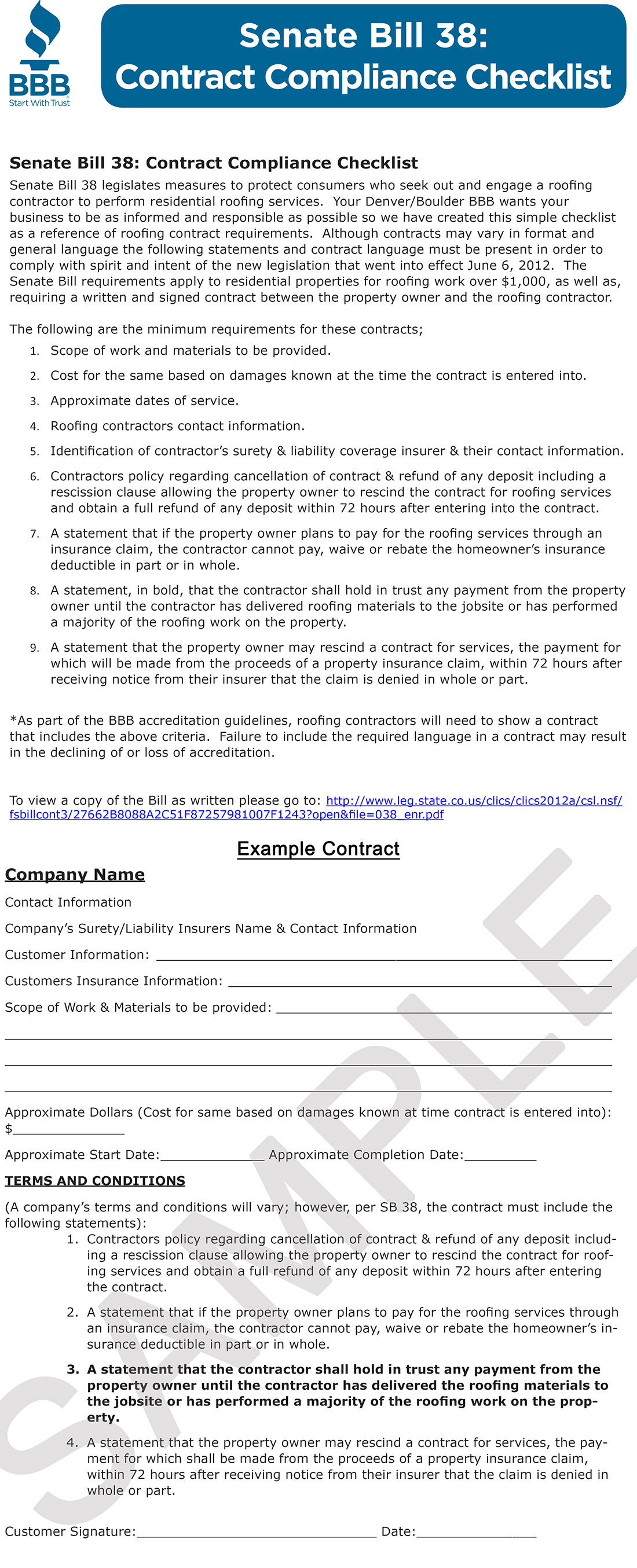 Contract Compliance Checklist